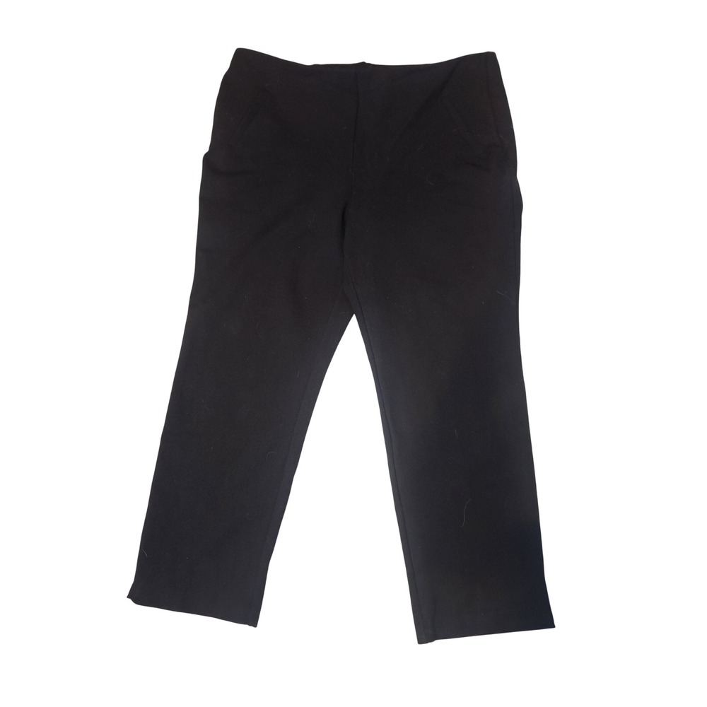 Chicos Womens Size 3 Black Pull On Straight Leg Elastic Waist Trousers Pants
